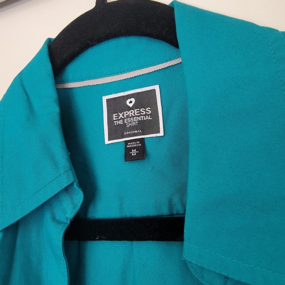 Express Teal Collared Button-Down Shirt - image 2